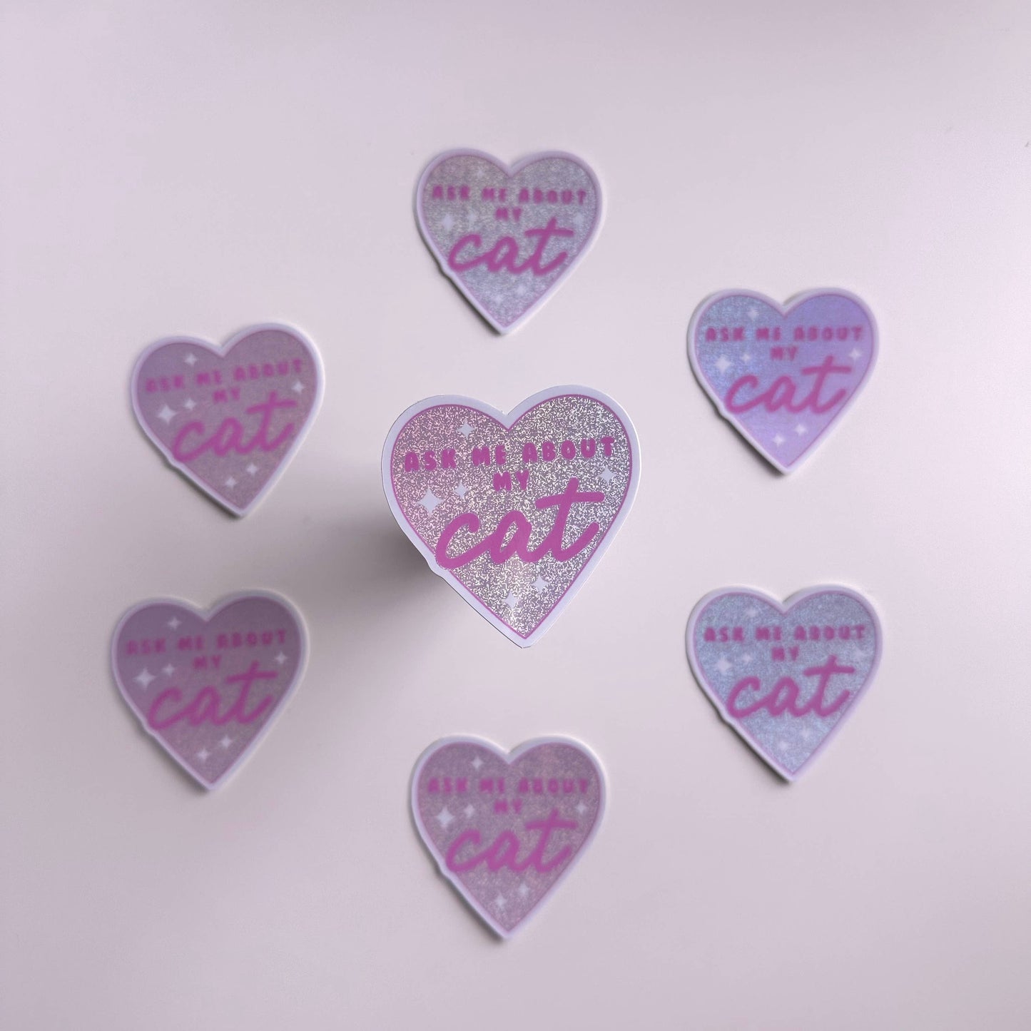 Ask Me About My Cat/Ask Me About My Dog Sticker | Glitter Pink Dog Cat Pet Parent Cute