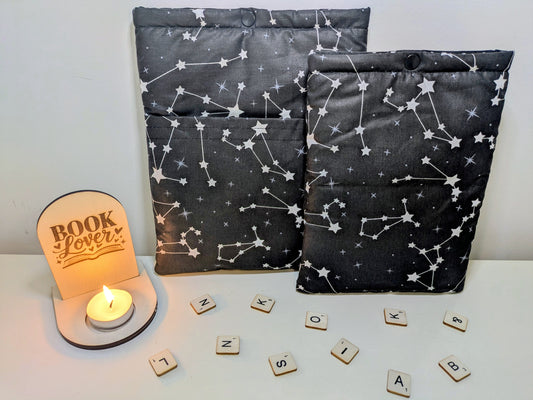 Black and White Stars Book Sleeve | Padded Protective Case for Paperback, Hardback & Kindle