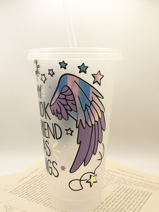 My Book Boyfriend Has Wings Cold Cup | Reusable Cosy Reader Cup