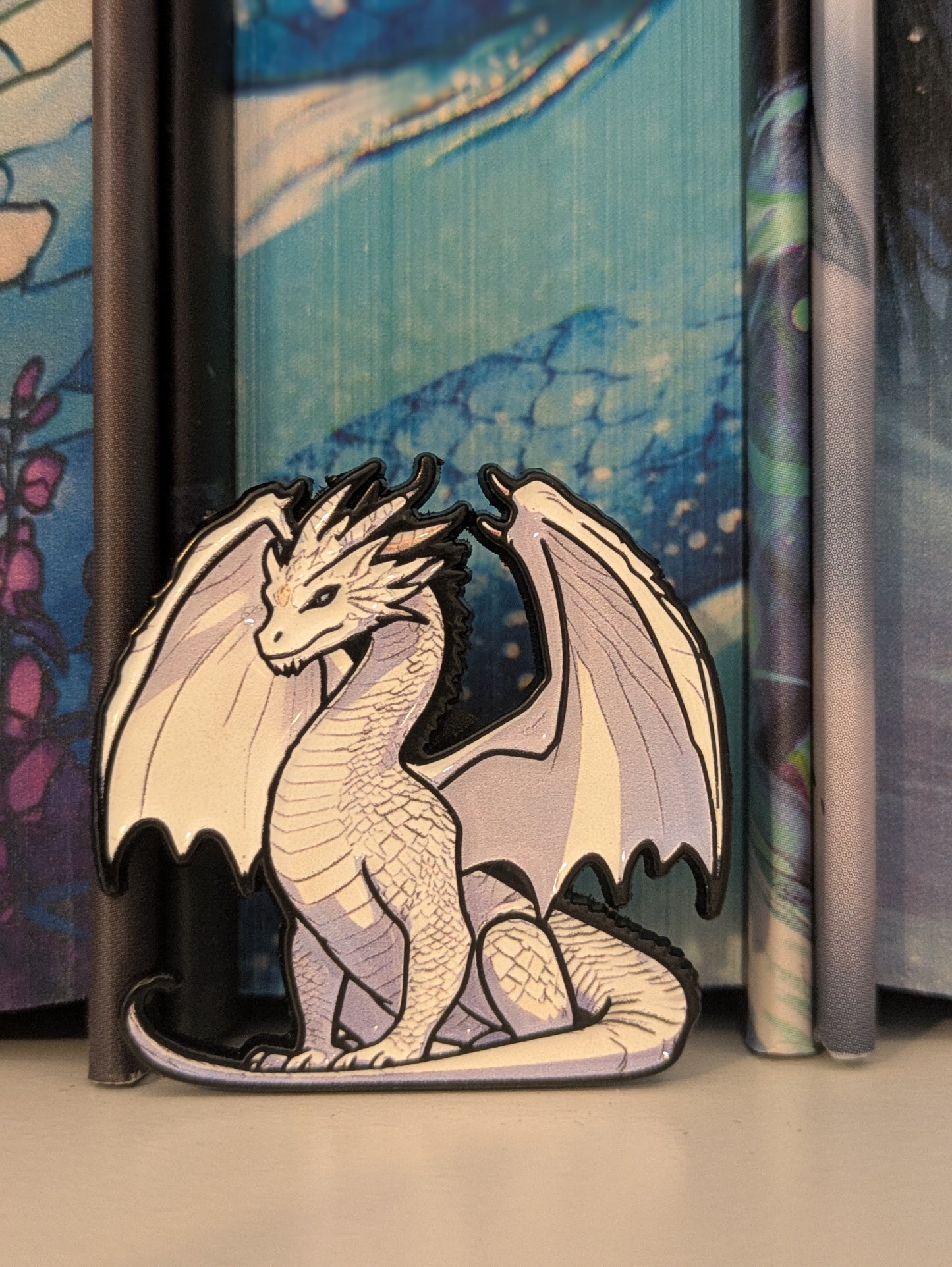 Fantasy Dragon Book Pin | Enamel Badge for Book Lovers