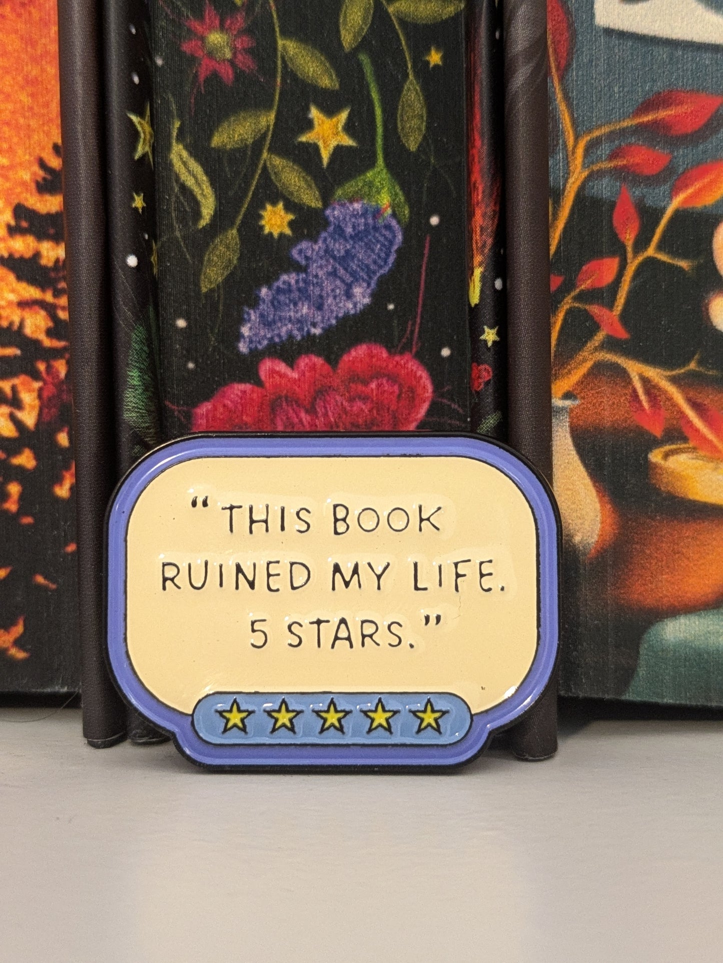 Five Stars Review Badge | Enamel Badge for Book Lovers