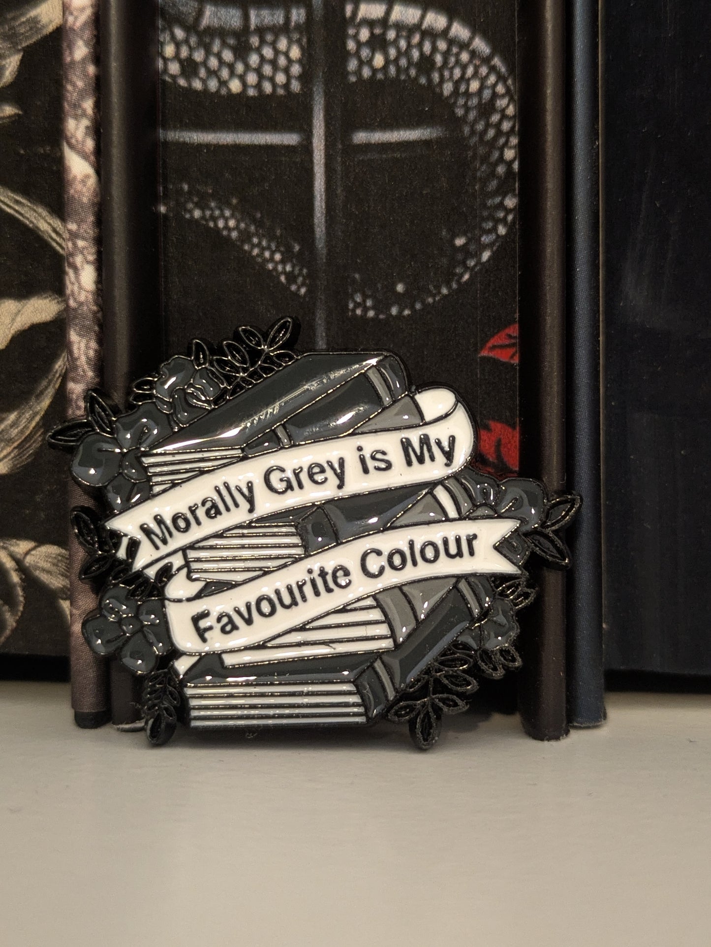 Morally Grey Dark Romance Pin | Enamel Badge for Book Lovers