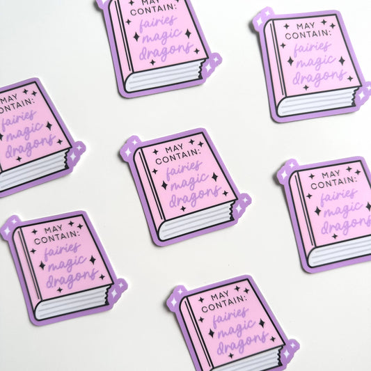 May Contain: Fairies Magic Dragon Matte Sticker | Reading Club Book Lover Gift