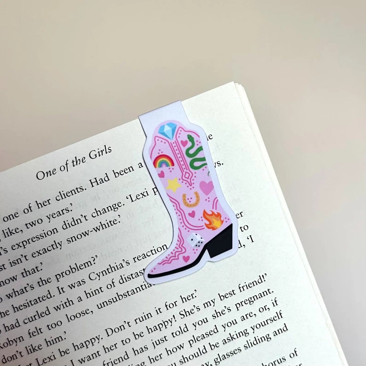 Cowgirl Boot Bookmark | Pink Magnetic Bookmark Reading Gift