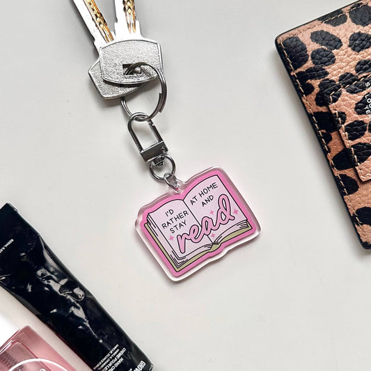 Stay Home and Read | Keyring Reading Bookworm Gift