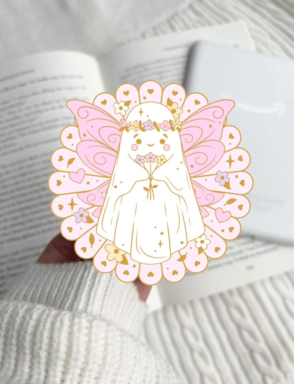 Floral Ghost E-Reader Grip | Reader Gift Kindle Accessory