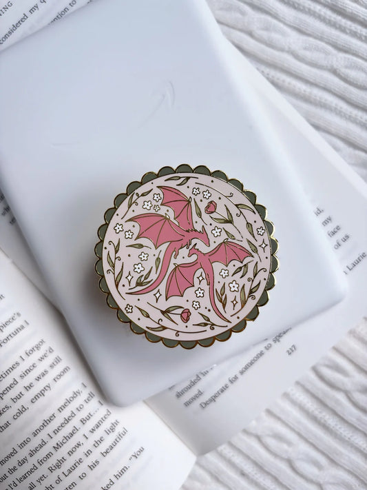 Flower Garden Dragon E-Reader Grip | Romantasy Reader Gift Accessory