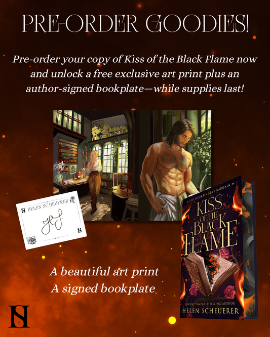 Kiss of the Black Flame; Helen Scheuerer | Hardcover Bookbinder's Edition with Signed Bookplate and Artwork (The Bookbinder's Bargain Book 1) (pre-order)