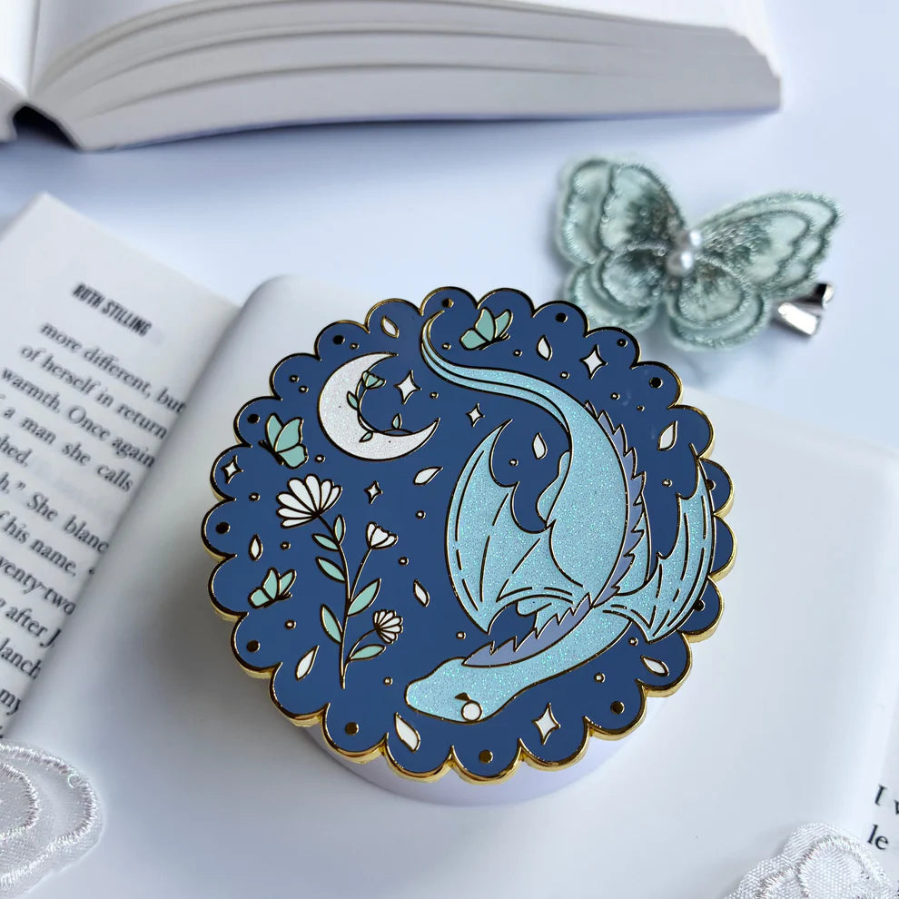 Moon Flower Dragon E-Reader Grip | Reader Gift Accessory