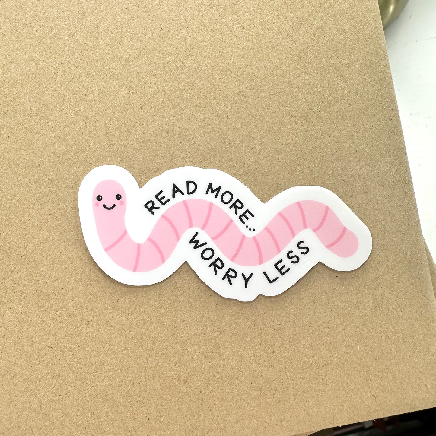 Read More Worry Less Bookworm | Funny Reader Sticker
