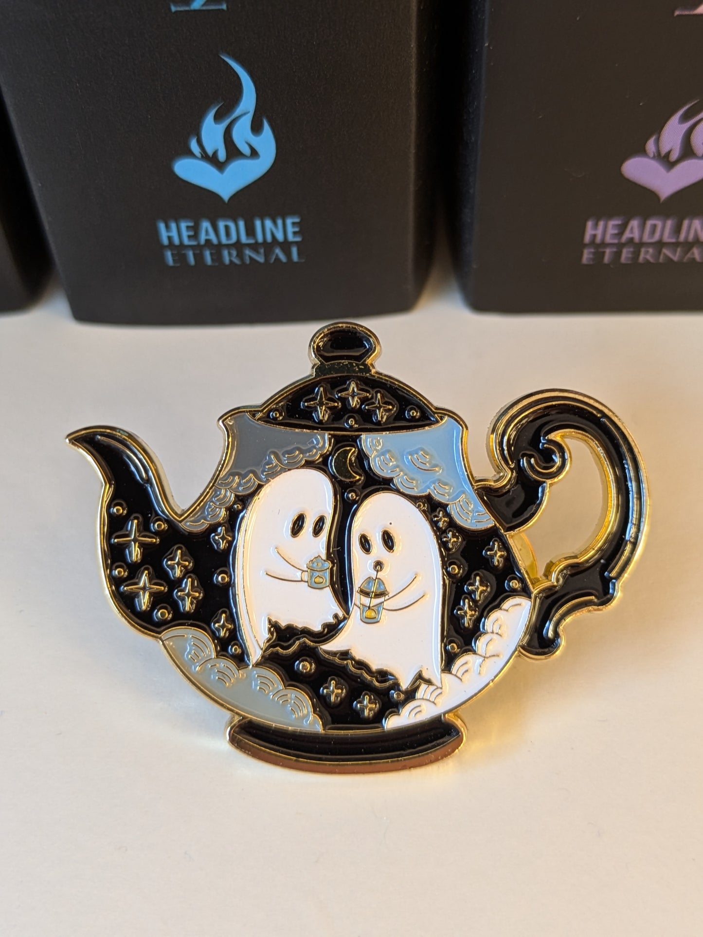 Ghosts in a Teapot Pin | Enamel Badge for Book Lovers