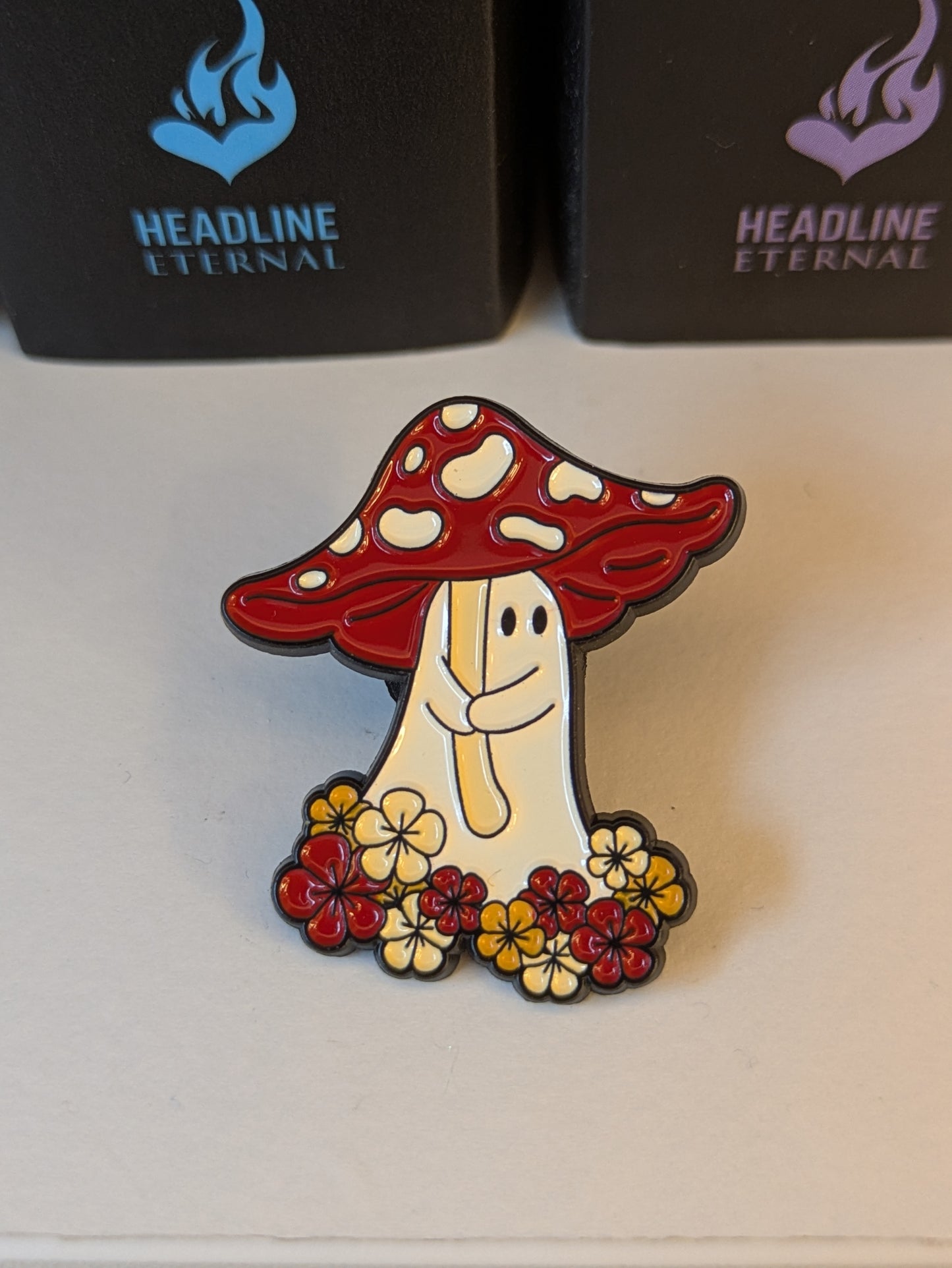 Toadstool Umbrella Ghost Pin | Enamel Badge for Book Lovers