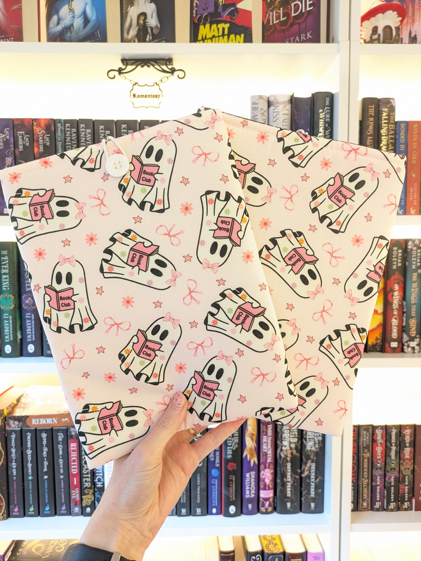 Cute Ghost Book Club Book/Kindle Sleeve | Padded Protective Sleeve for E-reader or Book