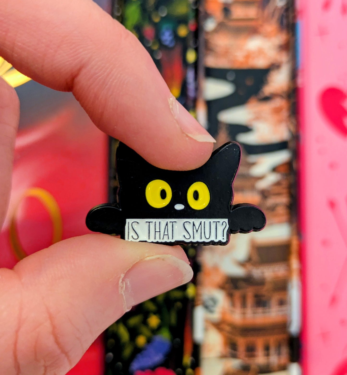 Is That Smut Cat Pin | Enamel Badge for Book Lovers and Cat Lovers