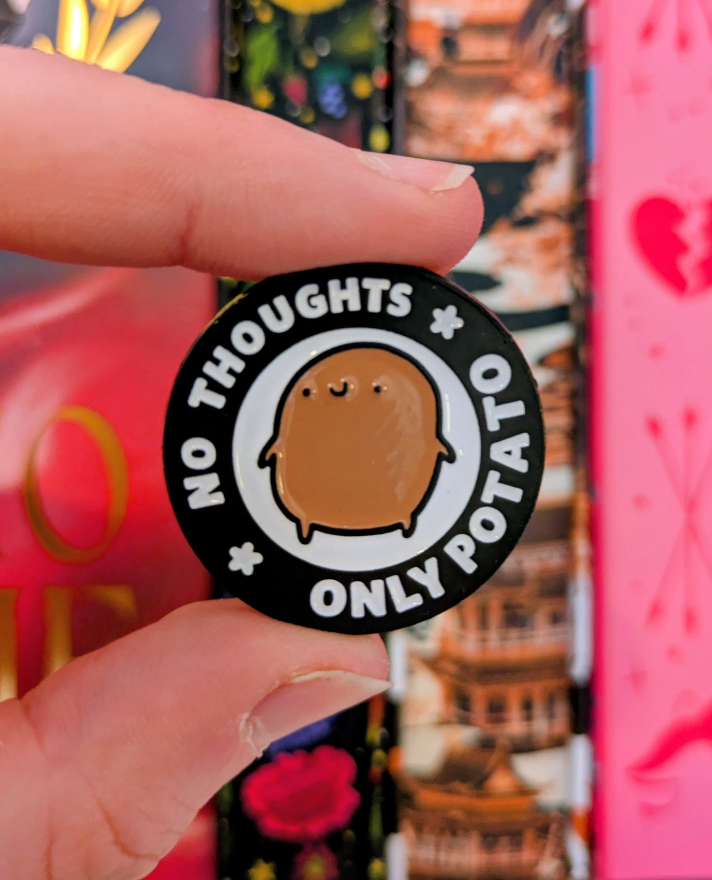 No Thoughts Only Potato Pin | Enamel Badge for Book Lovers and Readers