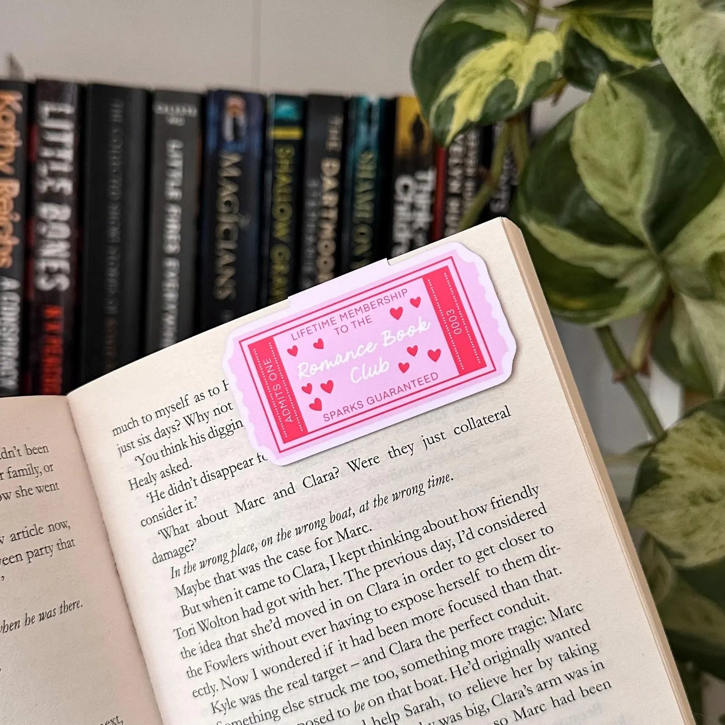 Lifetime Member to the Romance Book Club Ticket | Pink Magnetic Bookmark Reading Gift