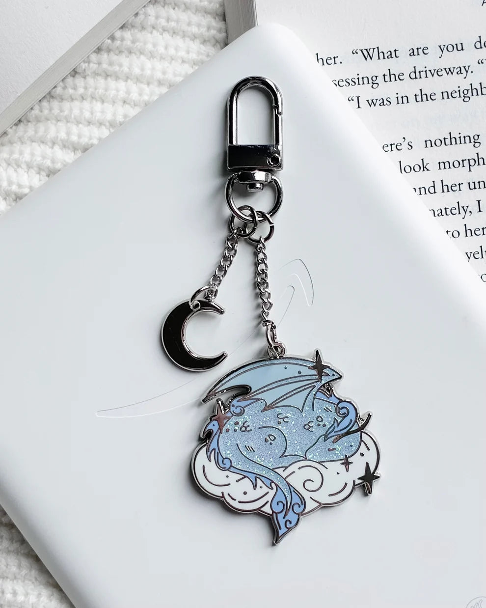 Silver Cloud Dragon E-Reader Charm | Fantasy Reader Kindle Charm Gift