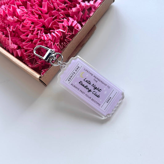 Late Night Reading Club Keyring | Book Club Bookworm Gift