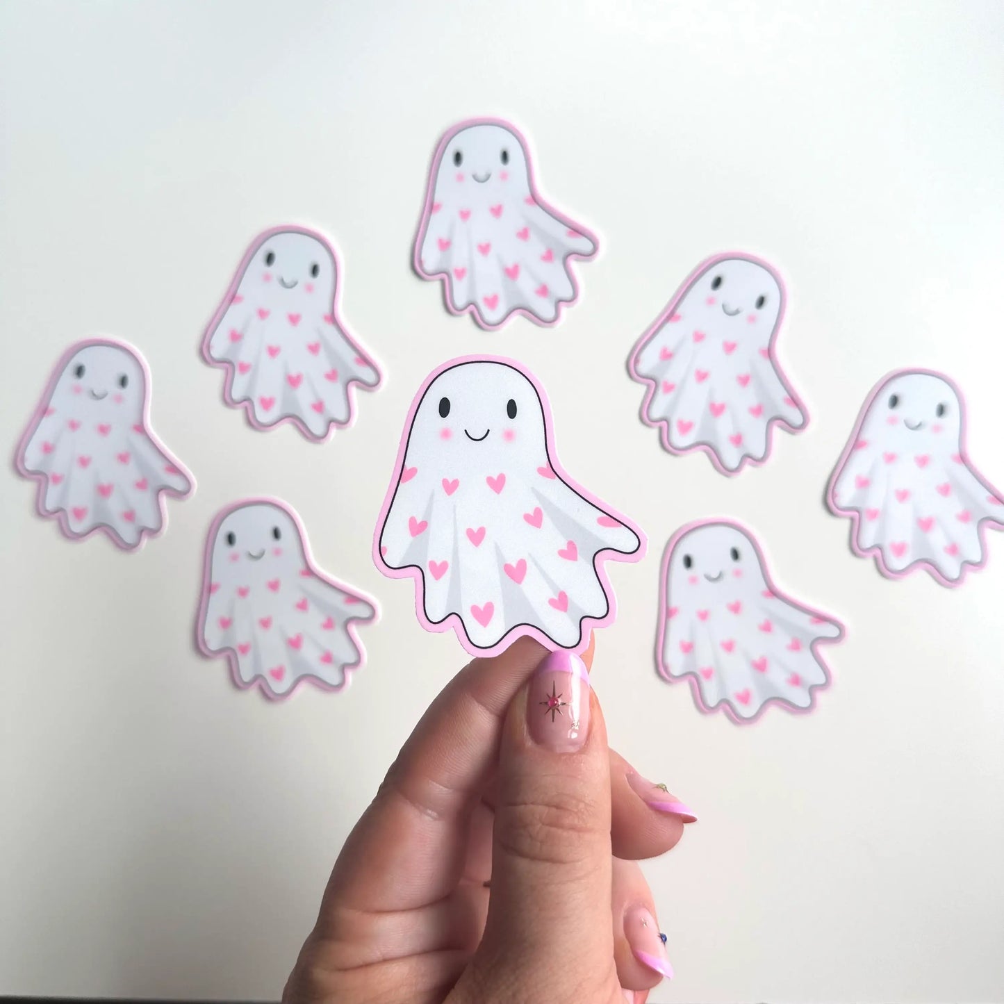 Heart Ghost Matte Sticker | Pink Cute Gift 