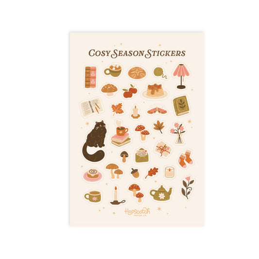 Cosy Season Journal Sticker Sheet | Book Gifts