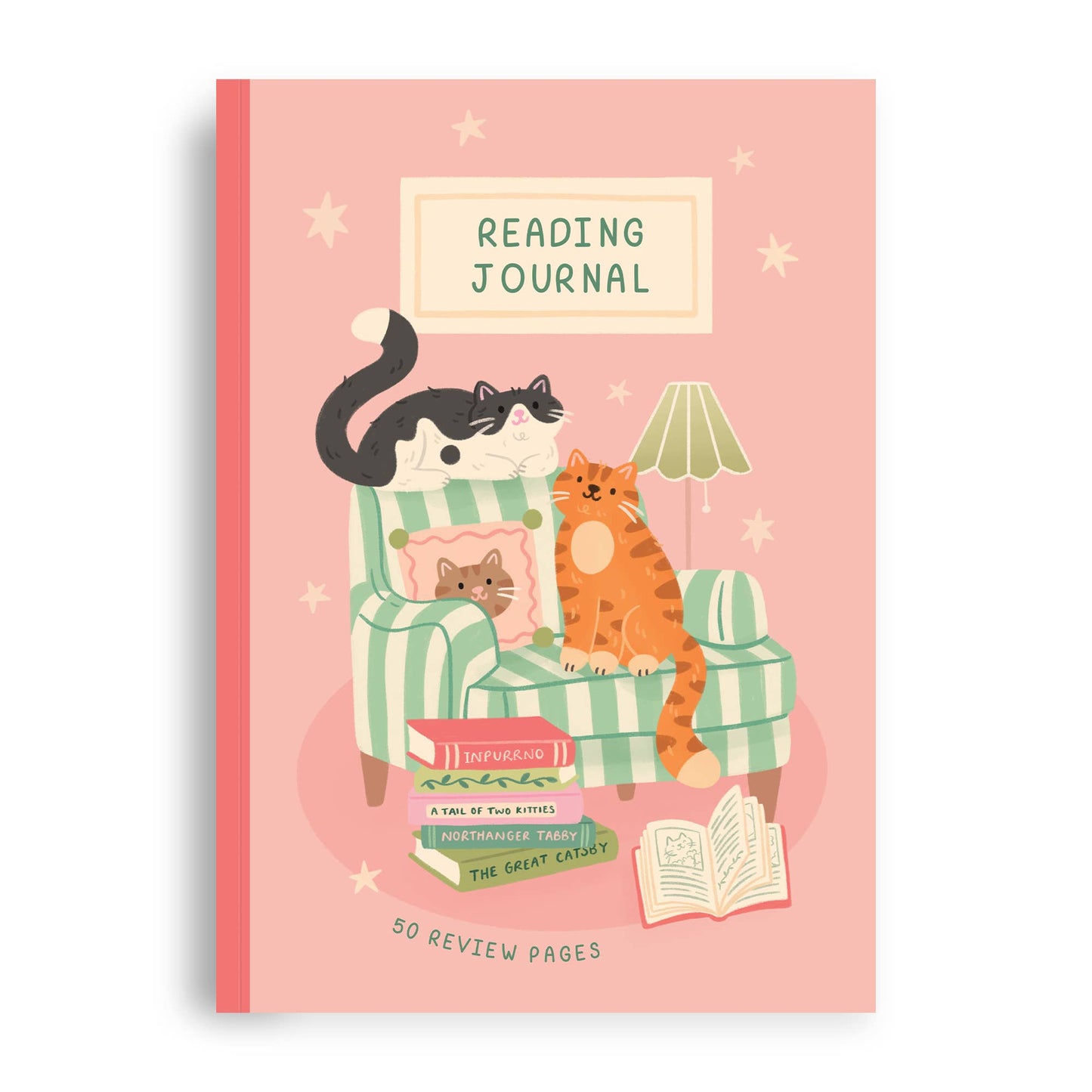 Reading Journal Cat Lover | 50 Page Book Review Reading Journal