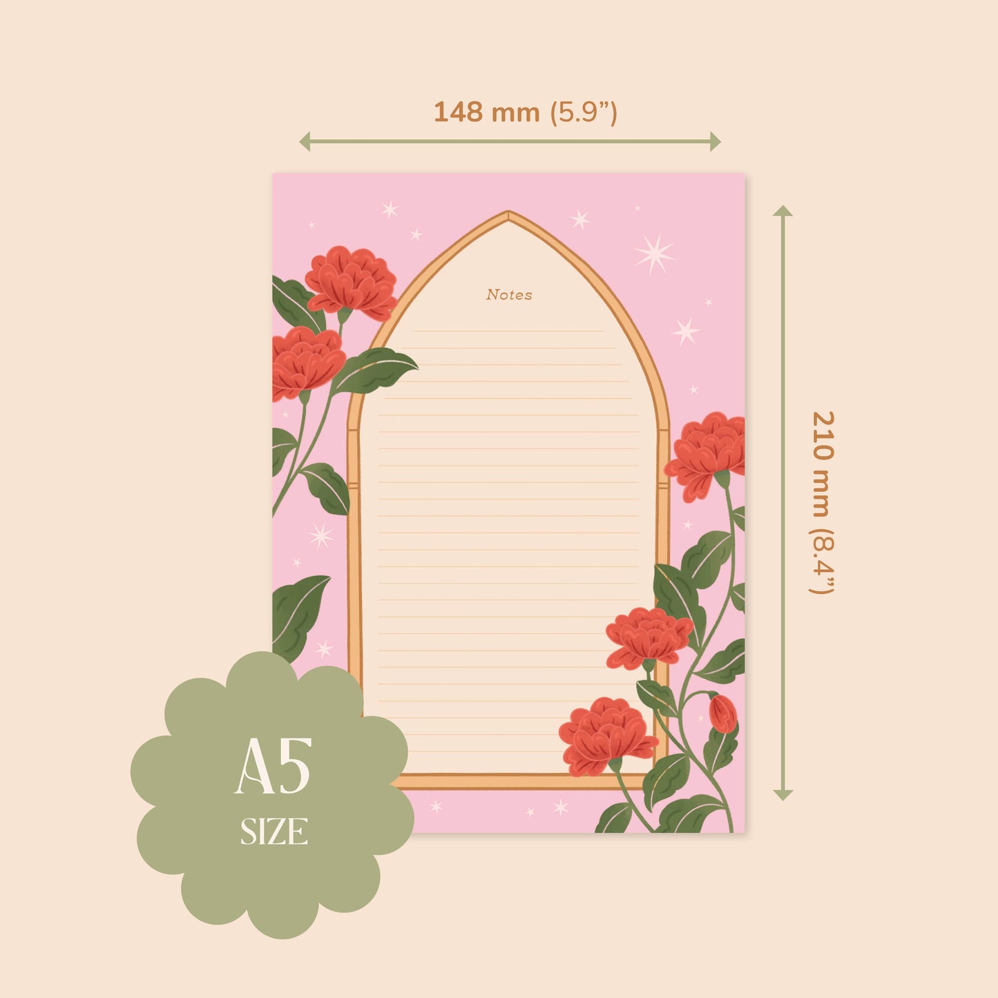Roses Arch Notepad | Fantasy Book Stationery Gifts