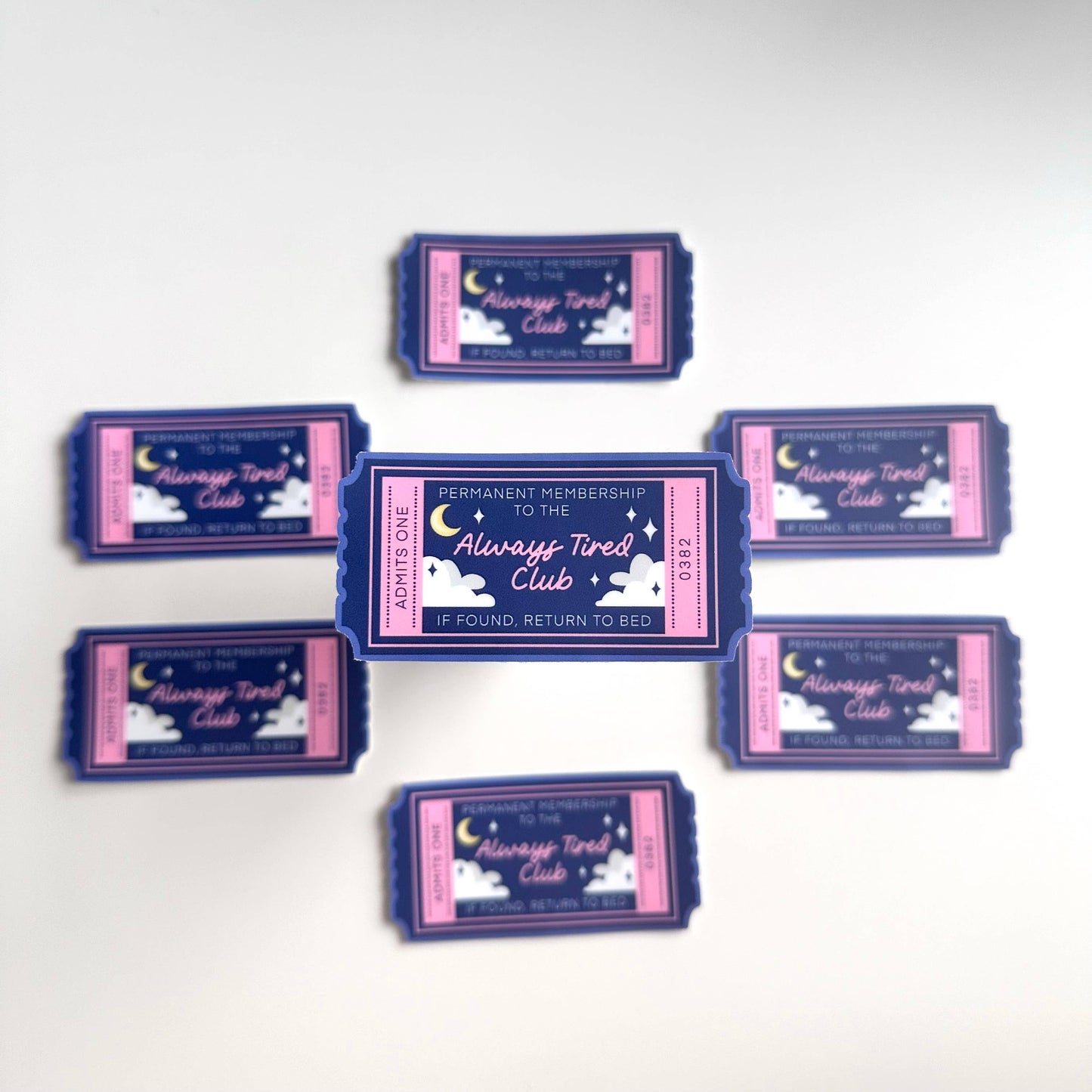 Always Tired Club Ticket | Sticker Book Reader Gift