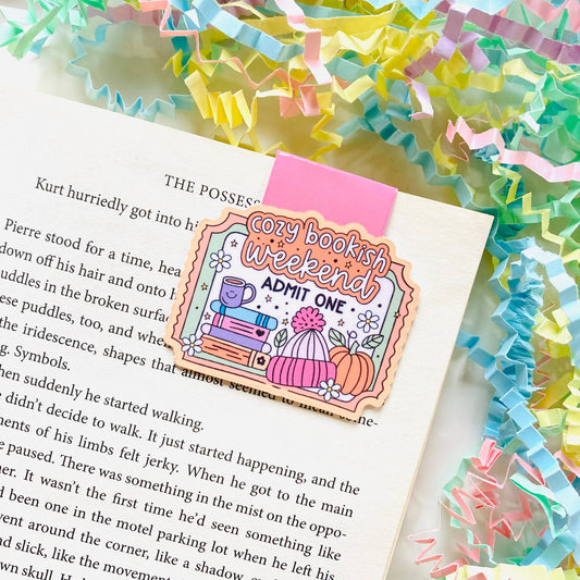 Cozy Bookish Weekend Magnetic Bookmark | Bookmark Gift for Book Lovers