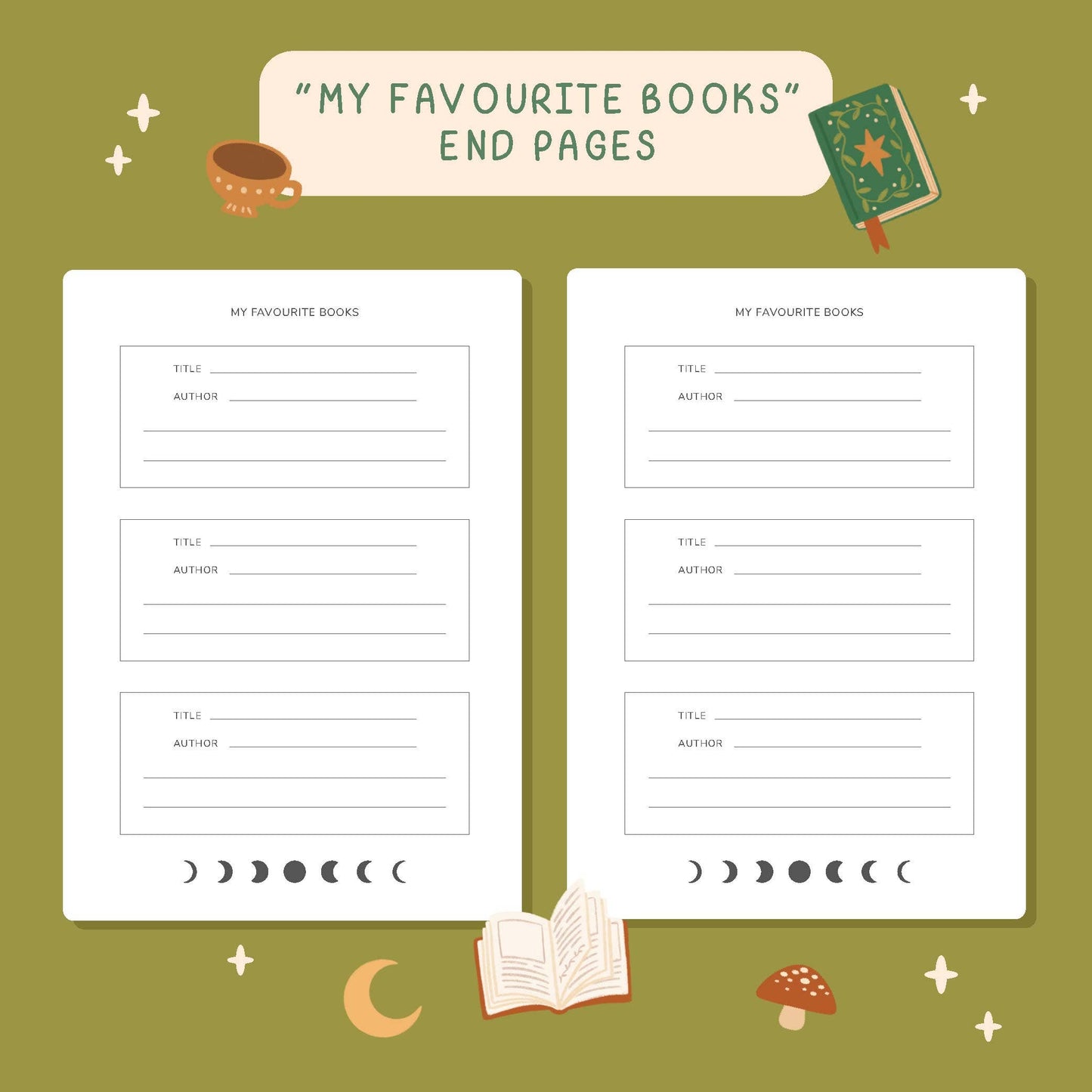 Reading Journal Fantasy Forest Cottagecore | 50 Page Book Review Reading Journal