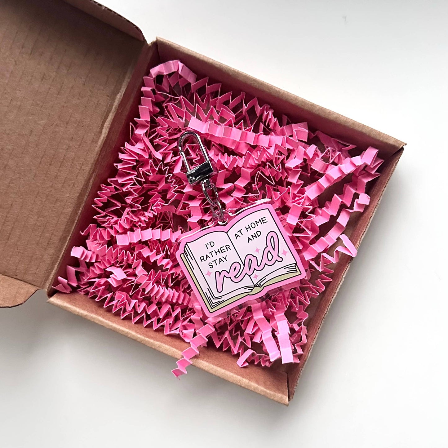 Stay Home and Read | Keyring Reading Bookworm Gift