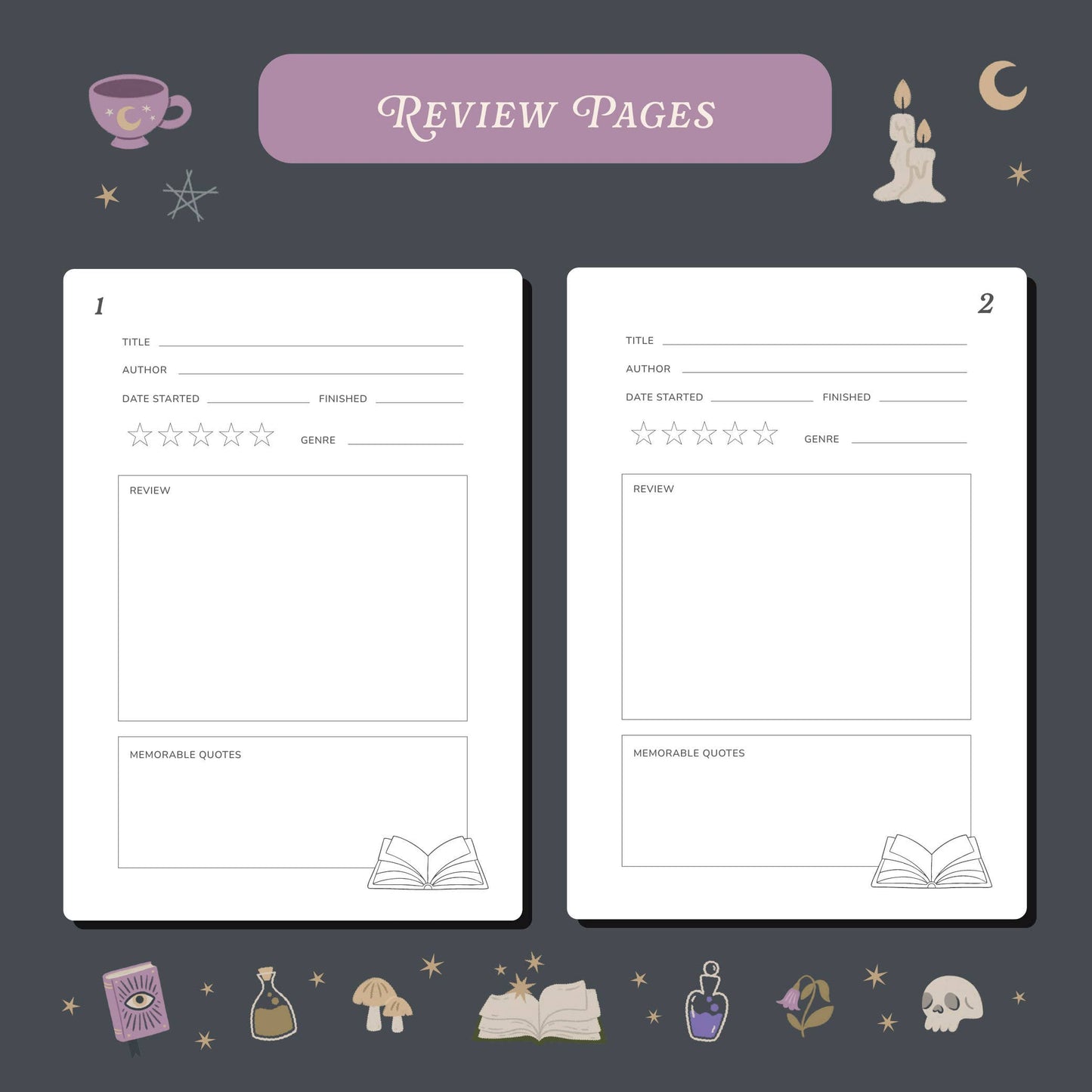 Whimsy Witch Reading Journal | Book Review Notebook