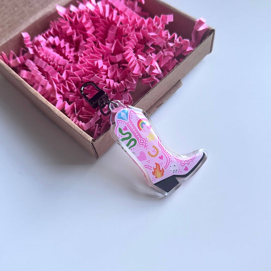 Cowgirl Boot Keyring | Cowboy Romance Book Lover Gift