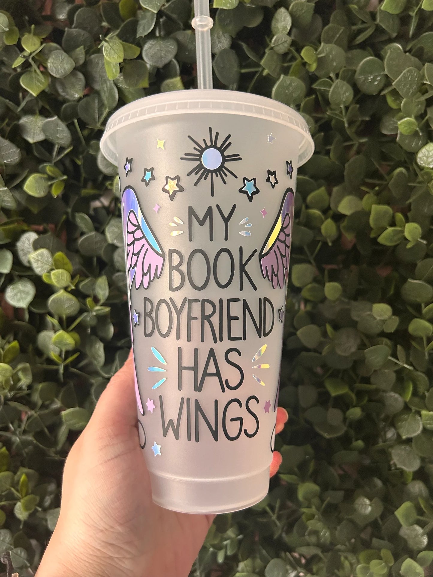 My Book Boyfriend Has Wings Cold Cup | Reusable Cosy Reader Cup