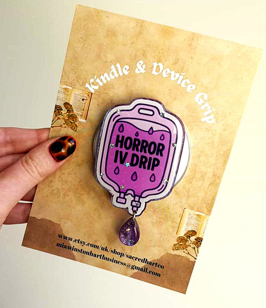 Horror IV Drip Funny Kindle/Phone Grip | Reader Gift Accessory