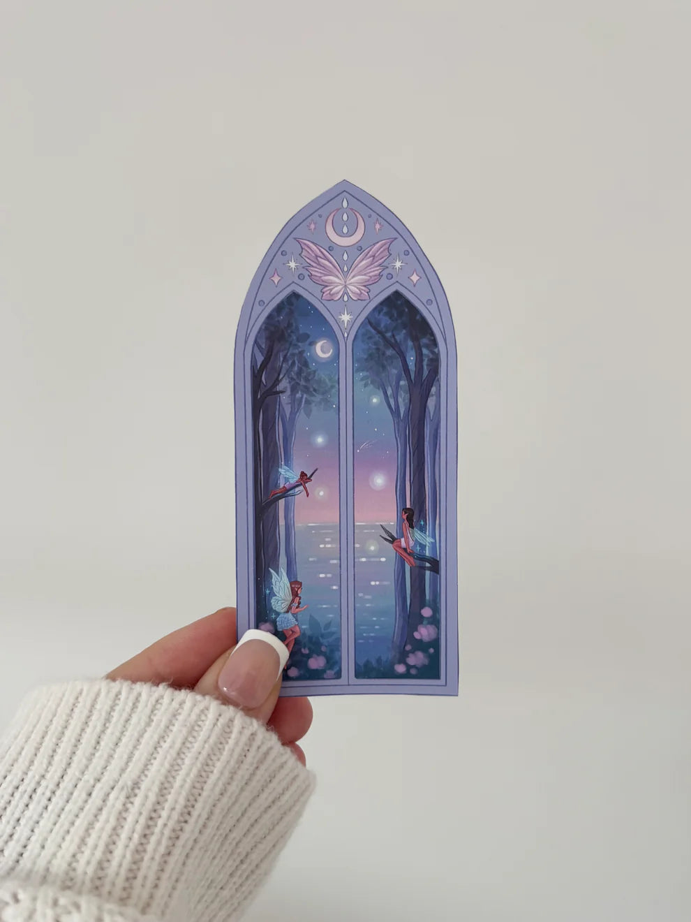 Moon Fairy Arched Window Sticker | Matte Vinyl Sticker for Fantasy Lovers