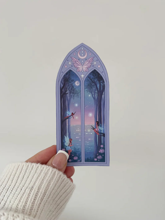 Moon Fairy Arched Window Sticker | Matte Vinyl Sticker for Fantasy Lovers