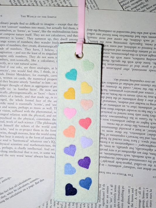 Hearts Felt Handmade Tassel Bookmark | Romantic Bookish Gift