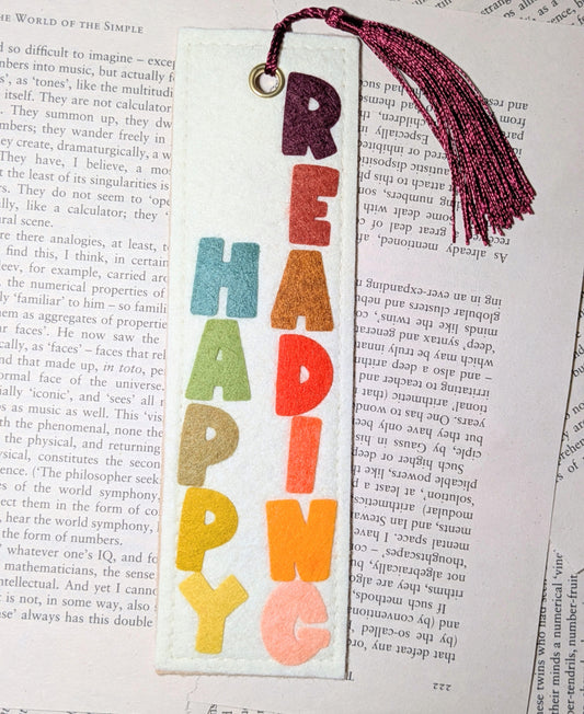Happy Reading Felt Handmade Tassel Bookmark | Book Lover’s Gift