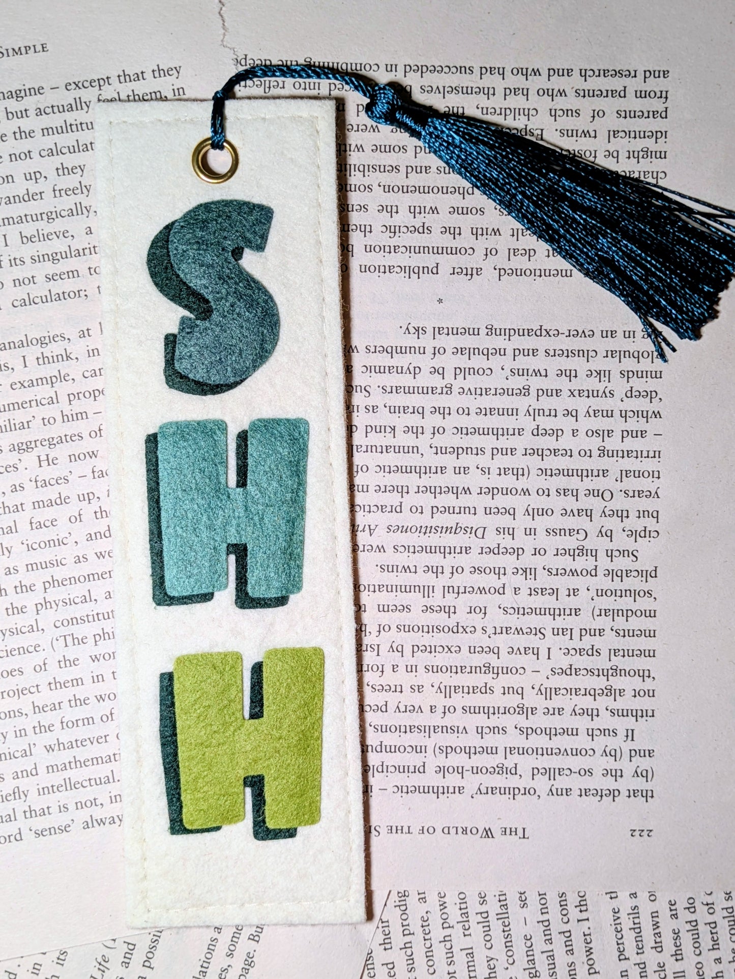 Shhh 3D Felt Handmade Tassel Bookmark | Quiet Reading Time Gift