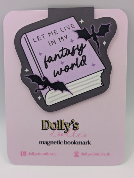 Let Me Live in my Fantasy World Magnetic Bookmark for Readers | Cute, Practical & Book-Lover Approved