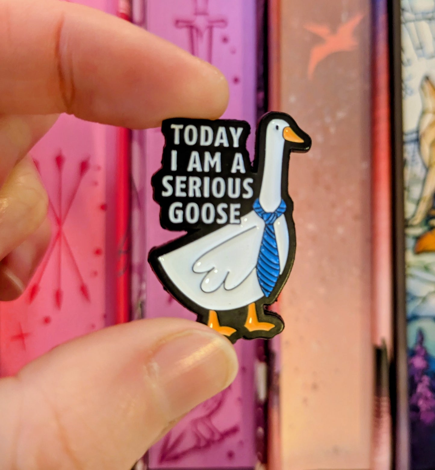 Serious Goose Badge | Enamel Pin for Book Lovers & Readers