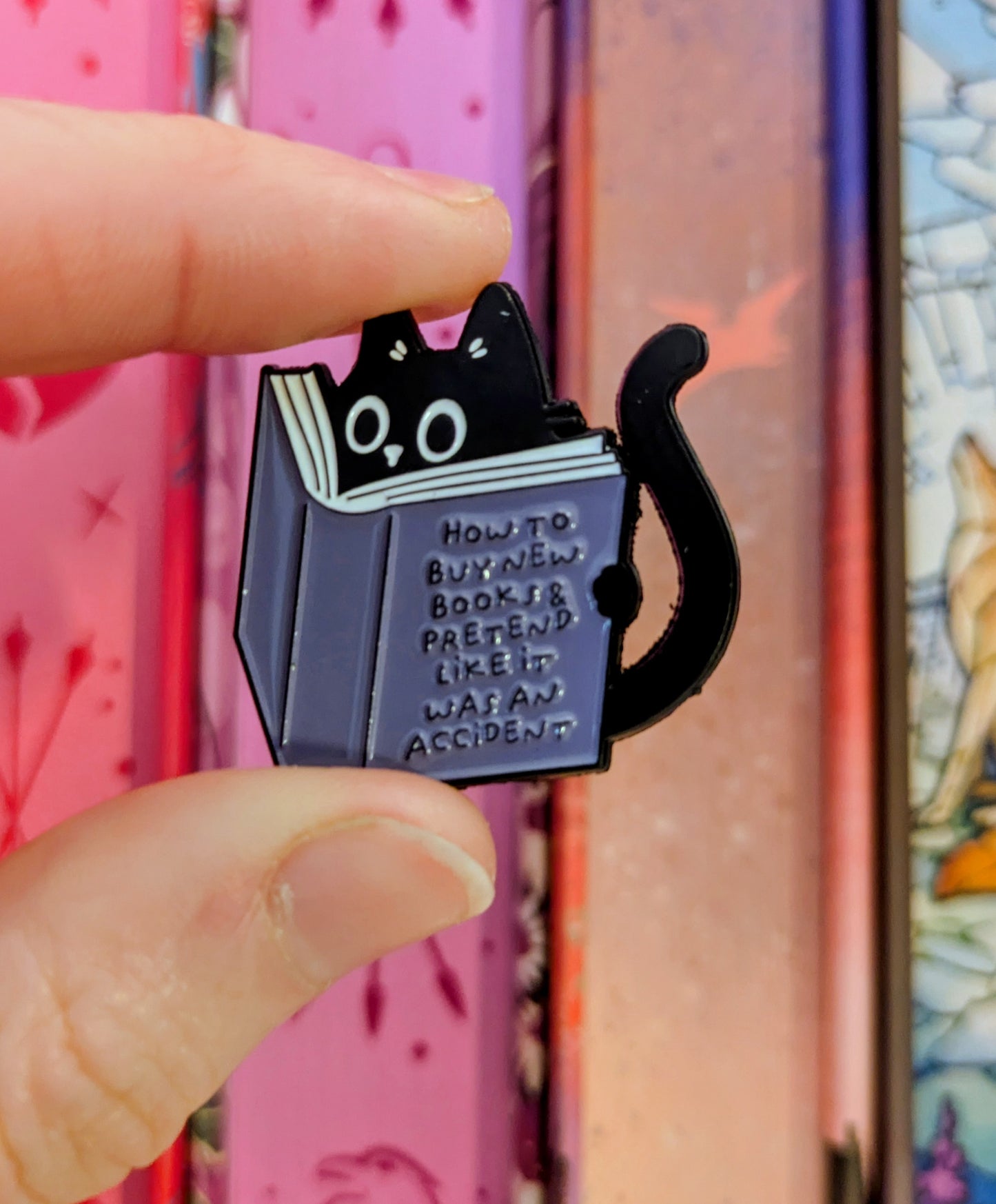 Buy More Books by Accident Cute Cat Badge | Enamel Pin for Book Lovers & Readers