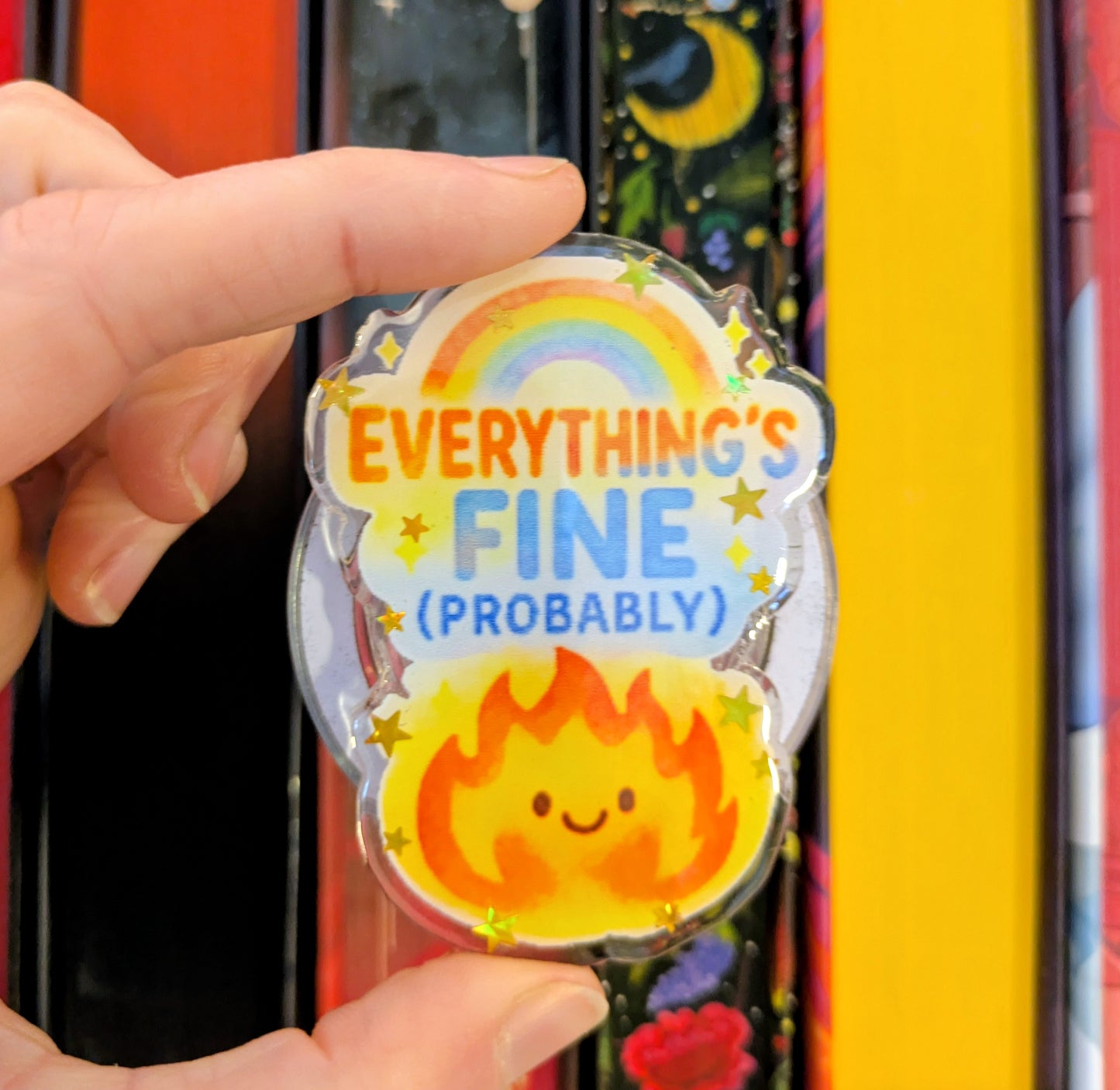Everything's Fine (probably) Funny Kindle/Phone Grip | Reader Gift Accessory