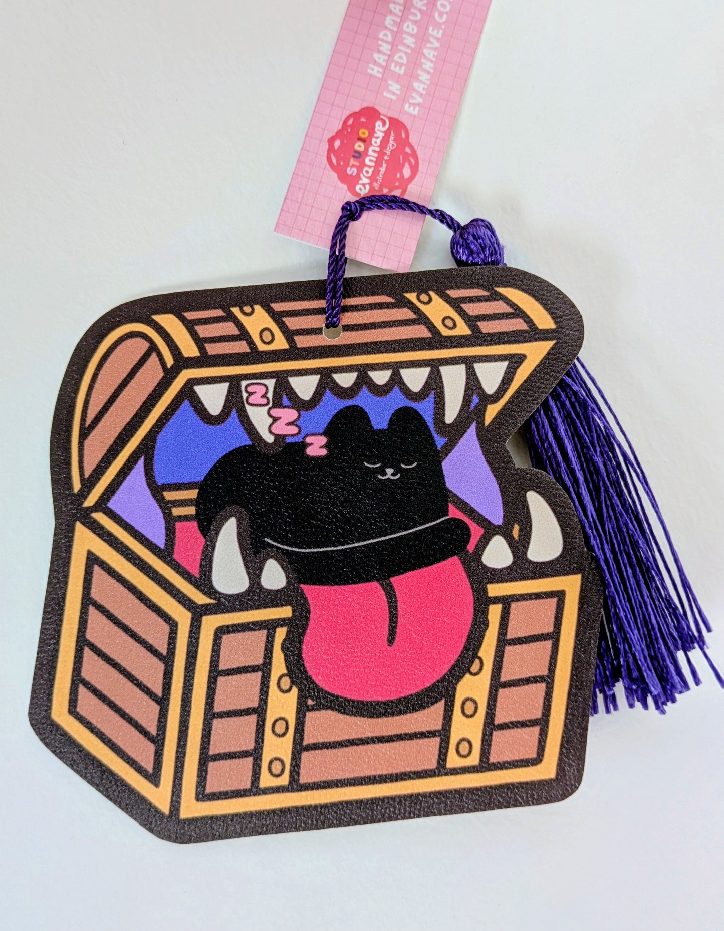 Mimic Cat in Monster Chest Fantasy Bookmark | Gift for Book Lovers