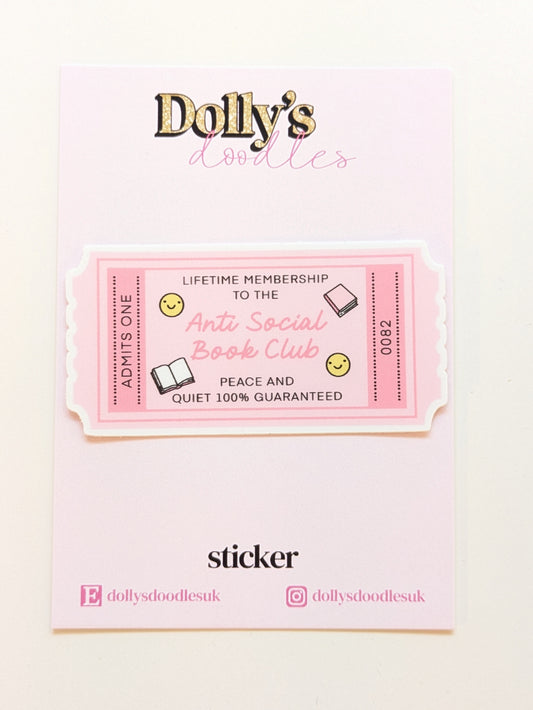 Anti-Social Book Club Sticker | Cute Pink Bookish Gift