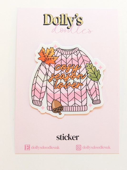 Cosy Season Sticker | Cute Pink Bookish Gift