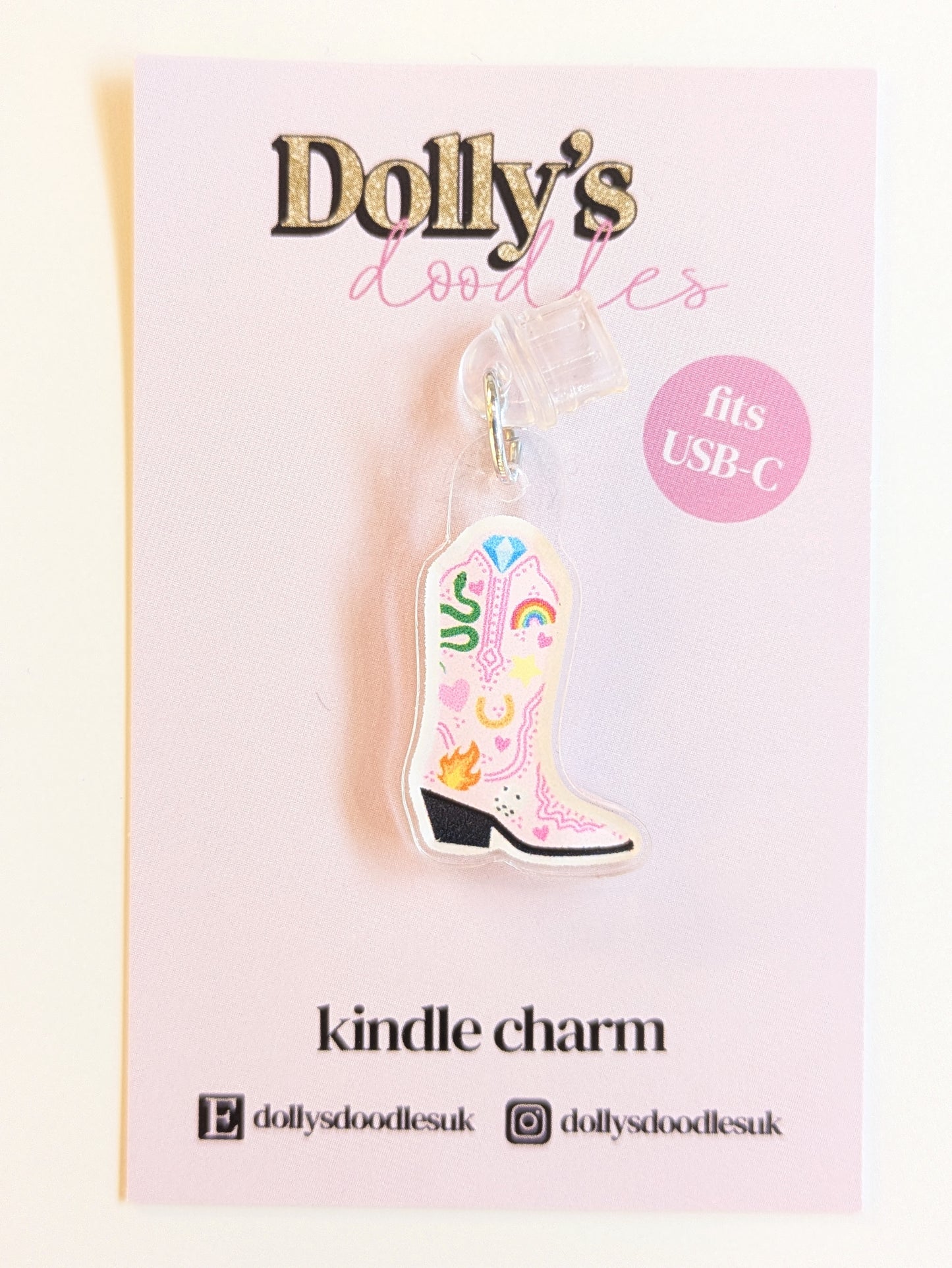 Cowgirl Boot E-reader/Kindle Charm | Cute Reader Gift