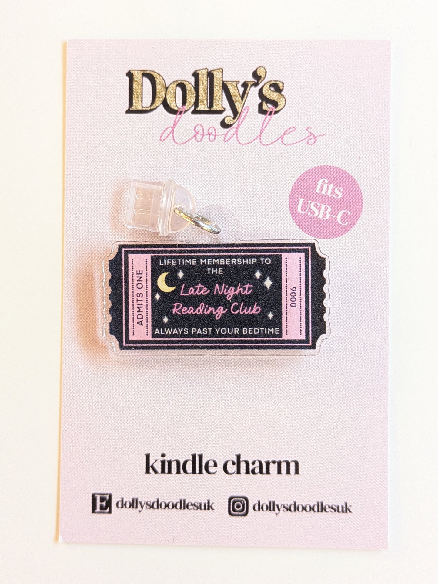 Late Night Reading Club E-reader/Kindle Charm | Cute Reader Gift