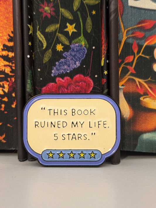 Five Stars Review Badge | Enamel Badge for Book Lovers