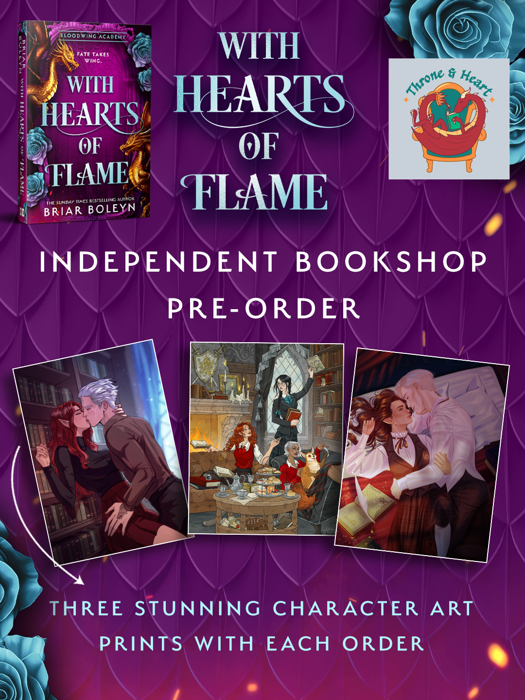 With Hearts of Flame; Briar Boleyn | Hardcover Edition with Exclusive Character Art Cards (Bloodwing Academy Book 4) (pre-order)